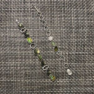 Elegant Silver and Green Gemstone Bracelets